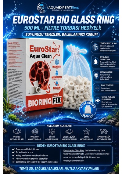 Akvaryum Filtre Malzemesi - Bio Glass Ring 500 Ml - Yüksek Gözenekli Seramik - File Hediyeli - Üstün Bakteri Tutma Performansı