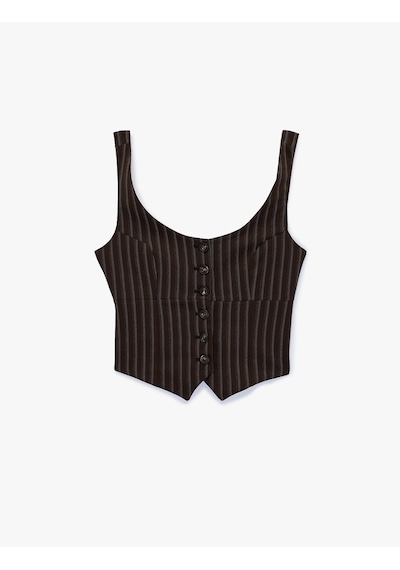 Koton U Yaka Slim Fit Askılı Crop Çizgili Yelek Kahverengi Çizgili 6sak20042pw Kahve Çizgili Koton U Yaka Slim Fit Askılı Crop Çizgili Yelek Kahverengi Çizgili 6sak20042pw Kahve Çizgili