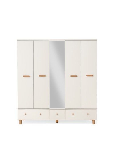 Nice 5 Kapaklı %100 Mdf Elbise Dolabı Gardrop 192x54x212 Ekru
