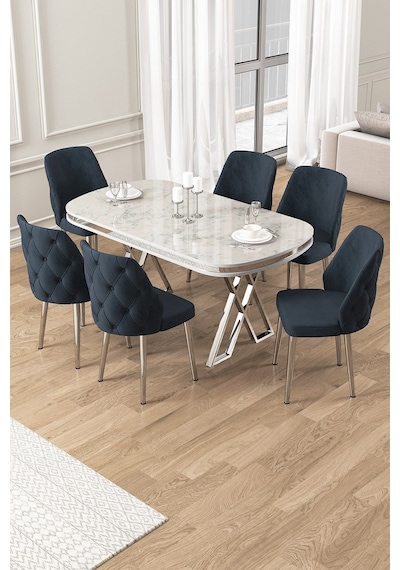 Canisa Afe Serisi 90x168 Lak Panel Beyaz Mermer Desen Krom Ayak Masa Takımı 6 Antrasit Sandalye Beyaz Mermer Desen Masa Sandalyeler Antrasit Canisa Afe Serisi 90x168 Lak Panel Beyaz Mermer Desen Krom Ayak Masa Takımı 6 Antrasit Sandalye Beyaz Mermer Desen Masa Sandalyeler Antrasit