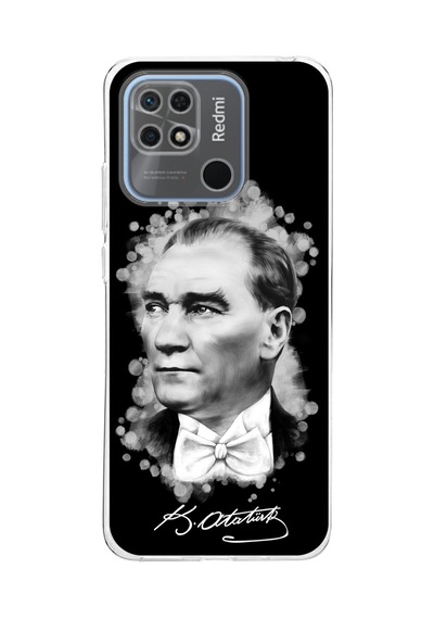Redmi 10c Uyumlu Kamera Korumalı Kapak Atatürk Tasarımlı Şeffaf Kılıf Şeffaf
