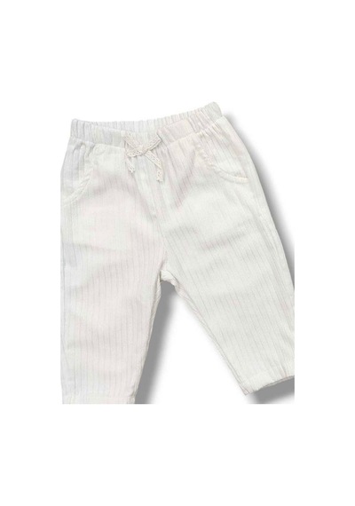 Çikoby Kız Bebek Bel Lastikli Ekru Pantolon-15688 Ekru