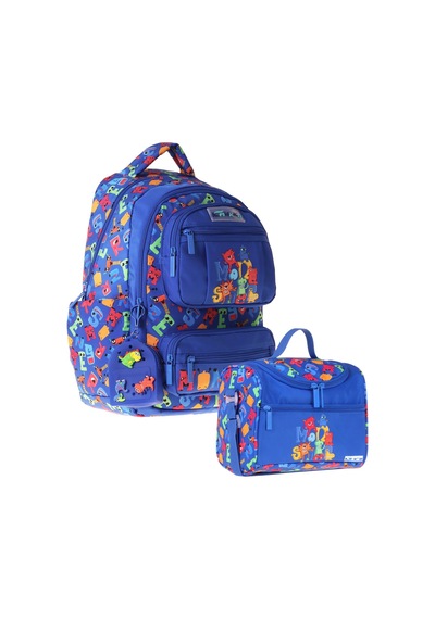 Kaukko Kids Monster Erkek Çocuk Mavi İlkokul Sırt Çantası Ve Beslenme Çanta Seti - Setkk-l5404b