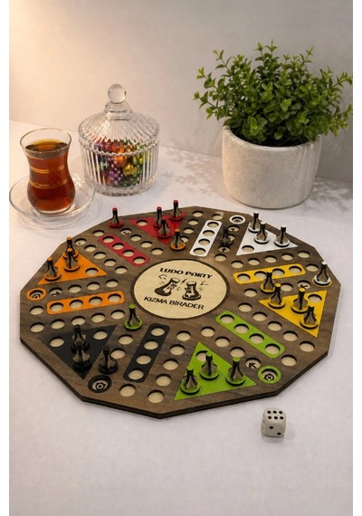 Ahşap Ludo Oyunu Kızma Birader - 6 Kişilik Premium Masa Oyunu