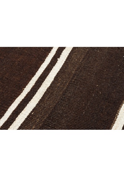 Kahverengi Beyaz Çizgili El Dokuma Anadolu Kilim