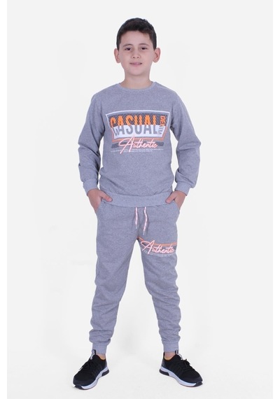 Fyk Kids 2 İplik Baskılı Erkek Çocuk Eşofman Takımı Gri