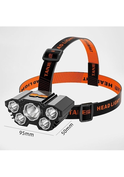 Usb Şarjlı 150w Ultra Güçlü Led Şarjlı 5 Led 5x Cree Led Kafa Feneri Avcı Feneri Balıkçı Kamp Feneri Diğer