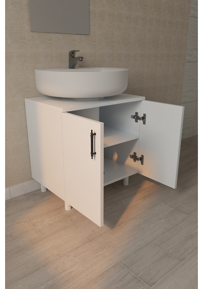 Sardunya Lavabo Alt Dolabı Beyaz