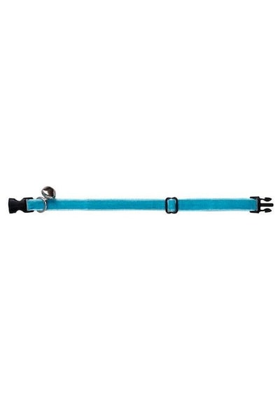 Kadife Zilli Ayarlanabilir Kedi Boyun Tasması 22-30 Cm Mavi-18507