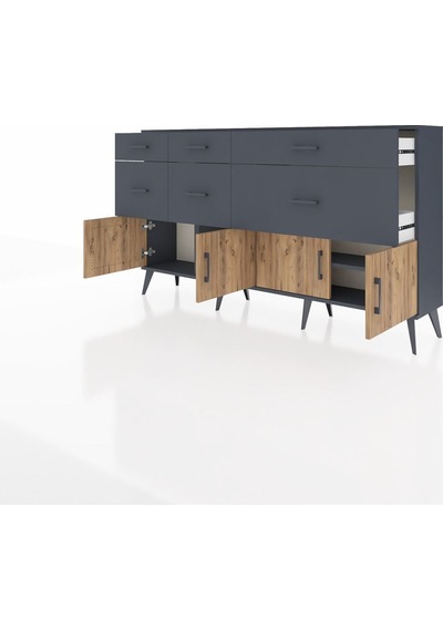 Arges Konsol Tek Raflı 6 Çekmeceli 4 Kapaklı 176x30x99 Antrasit-çam/antrasit Atlas Çam/antrasıt - Antrasıt Arges Konsol Tek Raflı 6 Çekmeceli 4 Kapaklı 176x30x99 Antrasit-çam/antrasit Atlas Çam/antrasıt - Antrasıt