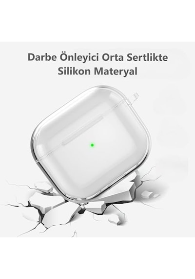 Airpods 4 İle Uyumlu Şeffaf Cyrstal Clear Ultra Berrak Silikon Kılıf - Alt Üst Ayrı Airpods 4