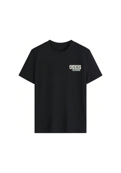 God Is Good T-shirt - Siyah Baskılı Oversize Bisiklet Yaka Kısa Kol Tişört Siyah