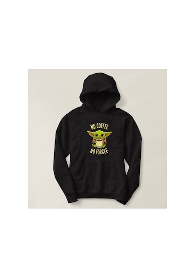 Blackjack Giyim Siyah No Coffee No Forcee Baskılı Kadın Erkek Kapşonlu Sweatshirt Siyah-kapsonblackjack-20023