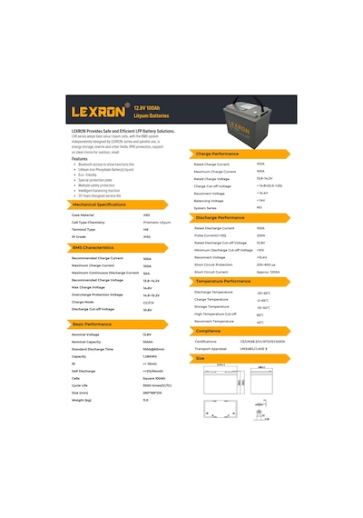 Lexron 12.8v 100ah Lityum Batarya