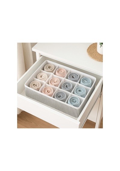 12 Bölmeli Katlanır Çekmece Organizer, Pratik Saklama Kutusu 31x25x12 Beyaz - 849735089 Beyaz