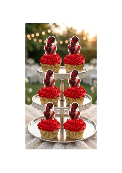 12 Adet Kına Gecesi Temalı Cupcake Kürdan Süsü
