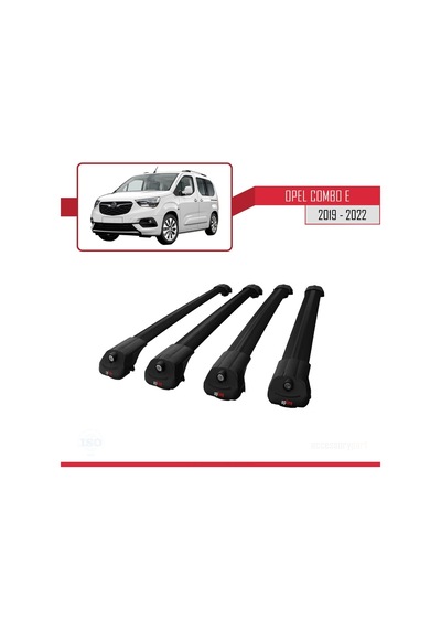 Opel Combo E 2019-2022 Arası İle Uyumlu Ace-1 Ara Atkı Tavan Barı Siyah 4 Adet Bar