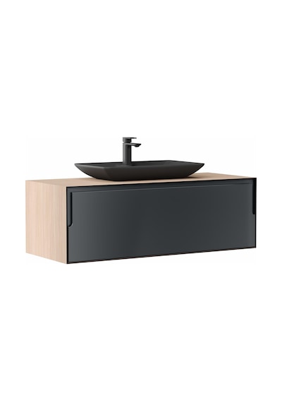 Orka Craft 100 Cm Mdf Meşe-Mat Antrasit Banyo Dolabı Takımı Antrasit