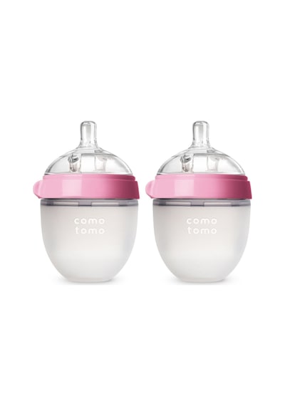Antikolik Silikon Biberon 2'li 150ml Pembe - Yavaş Akışlı 0-3 Ay Yenidoğan