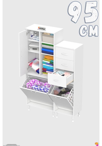 Ohbe 60 + 35cm Genişlik 160cm Boy 32,5cm Derinlik Kirli Sepetli 1 Kapak 3 Çekmeceli Çok Amaçlı Banyo Dolabı Beyaz Ohbe 60 + 35cm Genişlik 160cm Boy 32,5cm Derinlik Kirli Sepetli 1 Kapak 3 Çekmeceli Çok Amaçlı Banyo Dolabı Beyaz