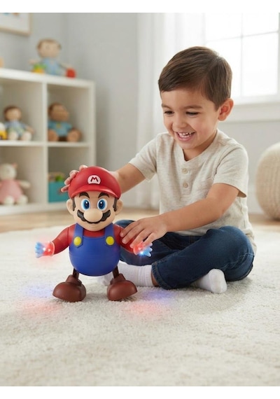 TıfılToys Dans Eden Işıklı Süper Mario Oyuncak - Müzikli Ve Hareketli 22 Cm Aksiyon Figürü