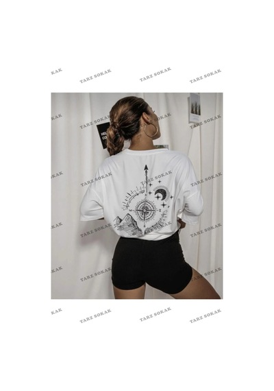 Startmore Alika Unisex Oversize Beyaz Pusula Beyaz