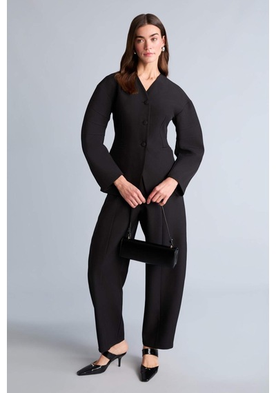 Defacto Fıtted V Yaka Krep Blazer Ceket H0904ax26smbk81 Siyah-bk81
