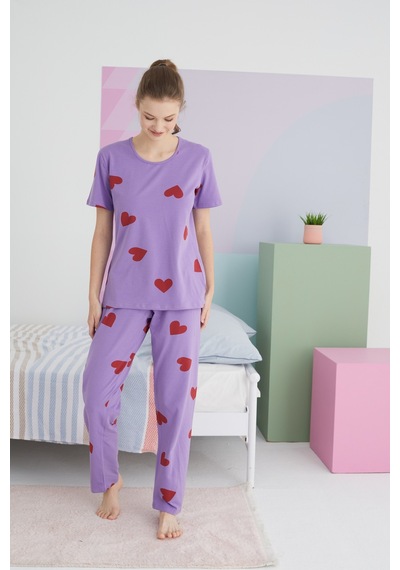 Siyah İnci Pamuklu Örme Pijama Takım 24117031 Çok Renkli
