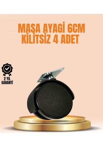 6 Cm Kilitsiz Masa Ayağı Tekerleği 4 Lü Set Çok Amaçlı Siyah