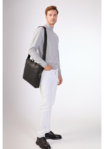 Dufy %100 Pamuk Düz Erkek Triko - Slim Fit Gri
