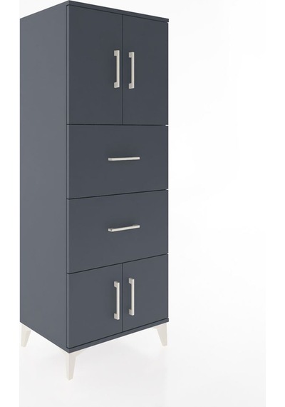 Hyperion Dolap 2 Raflı 2 Çekmeceli 4 Kapaklı 60x44x163 Antras... Antrasit