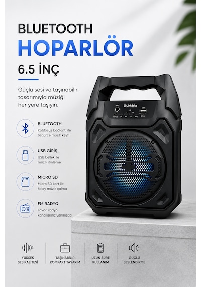 Mikrofonlu Bluetooth Ses Sistemli Usb, Micro Sd, Fm Ve Uzun Pil Ömrü - Lisinya