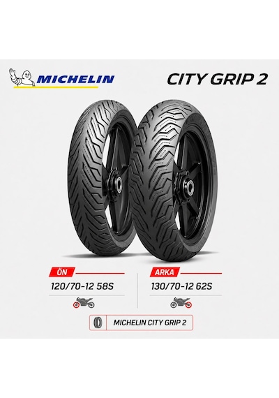 Michelin City Grip 2 120/70-12 58s - 130/70-12 62s Ön Arka Motosiklet Lastik Takımı