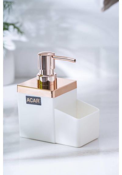 Acar Astoria Akrilik Sünger Hazneli Sıvı Sabunluk - Beyaz/bronz Beyaz