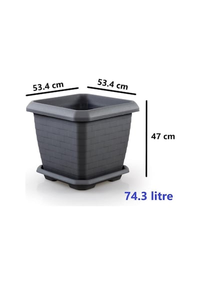 Omnipazar So-hk05 Hisar Kare Tabaklı Saksı Takımı 74,3 Lt Antrasit 3 Adet
