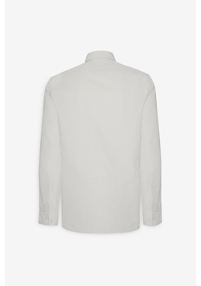 AC&Co / Altınyıldız Classics Erkek Beyaz Bej Kolay Ütülenebilir Slim Fit Dar Kesim Düğme Yaka Gofre Desenli Gömlek Beyaz Bej