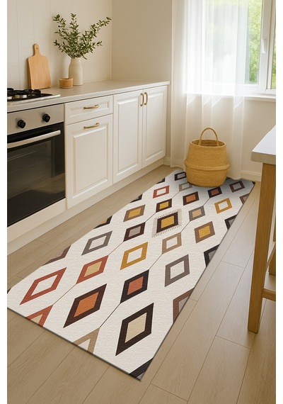 Turkıshrug Kıngdom Çok Renkli Şönil Halı El Halısı Görünümlü Saçaklı Modern Kilim