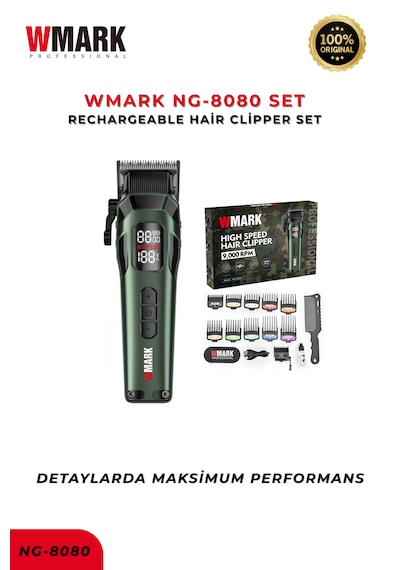 Wmark Ng-8080 Set Professional Hair Clipper Set-yeşil Güçlü Motor & Hassas Kesim & Profesyonel 3 Saat Wmark Ng-8080 Set Professional Hair Clipper Set-yeşil Güçlü Motor & Hassas Kesim & Profesyonel 3 Saat