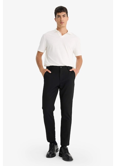 Defacto Regular Fit Krinkıl Dikey Dokulu Hafif Kumaş Polo Yaka Kısa Kollu Tişört E1207AX25SM Ekru