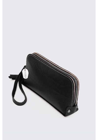 Westbag Unisex Hakiki Dana Derisi Bileklikli El Tutmalı Clutch Çanta Siyah