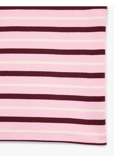 Koton Çizgili Pamuklu Bisiklet Yaka Kısa Kollu Slim Fit Tişört Pembe Çizgili 6sal10537ık