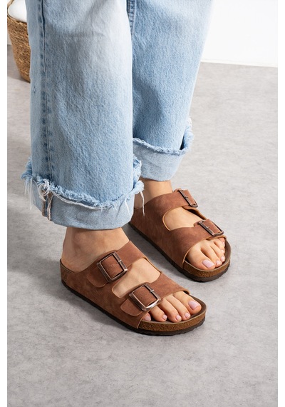 Stwenn Çift Tokalı Ortopedik Taban Terlik Unisex Günlük Rahat Kaymaz Taban Yazlık Sandalet Taba Stwenn Çift Tokalı Ortopedik Taban Terlik Unisex Günlük Rahat Kaymaz Taban Yazlık Sandalet Taba