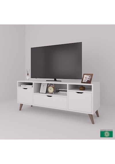 Tv Sehpası Geniş Çekmeceli Raflı Beyaz