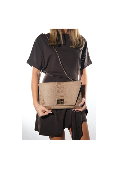 Maorı Vizon Baskı Rugan Kadın Clutch Çanta