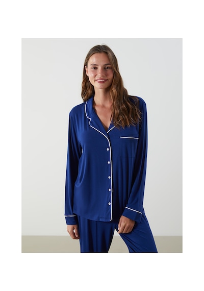 Lcw Dream Lacivert Gömlek Yaka Kadın Pijama Takımı