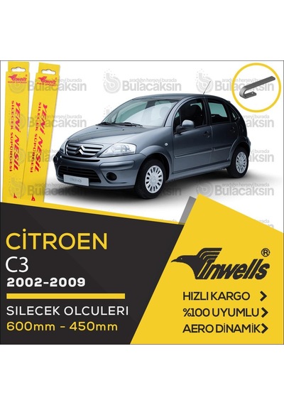Citroen C3 Hb Muz Silecek Takımı 2002-2009 İnwells Citroen C3 Hb Muz Silecek Takımı 2002-2009 İnwells