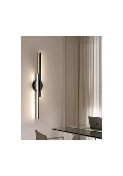 Dilek Modern Tasarım Siyah Renk Gün Işığı Ledli Banyo - Mutfak - Salon Ledli Duvar 2 Li Aplik Siyah Siyah