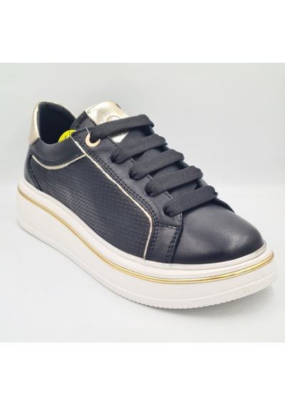 Mammamia D26ya-3890 Siyah Altın Hakiki Deri Kadın Günlük Casual Sneaker Atakkabı Siyah