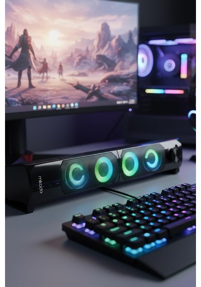 Md-s102 2.0 3wx2ch Rgb Ledli Siyah Usb Soundbar Hoparlör
