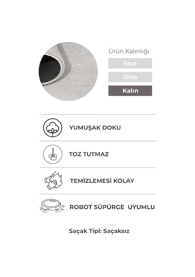 Yuvarlak Puffy Yumuşak Peluş Halı , Kaymaz, Yıkanabilir, Antre, Hol, Mutfak, Makyaj Masası Halısı Gri